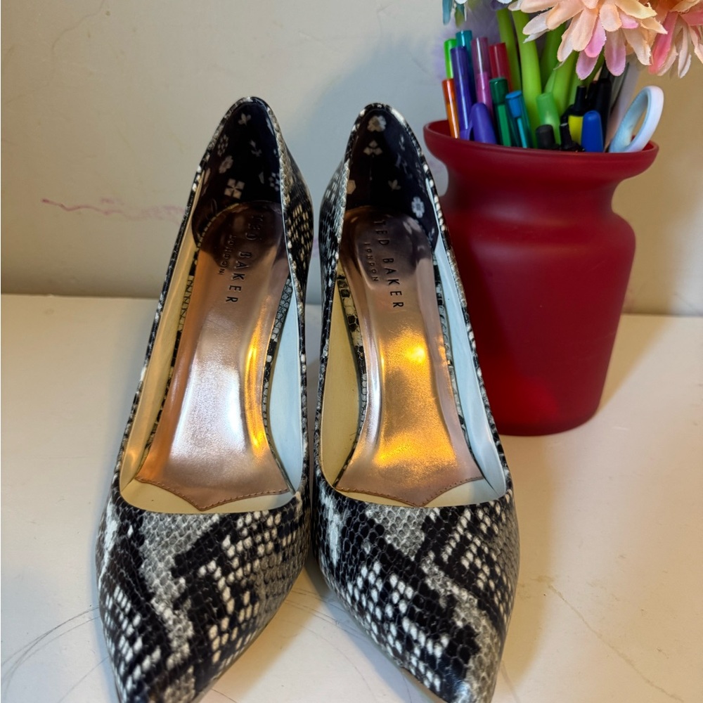 Ted Baker Black and White Snake Print Women's Shoes